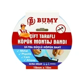 BUMY CIFT TARAFLI KOPUK MONTAJ BANT 10MMX10MT BEYAZ thumbnail 4