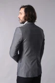 Çift Düğmeli Cepli Sivri Yaka Antrasit Erkek Ceket - Wessi thumbnail 3