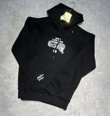 3 İplik Şardonlu Hoodie Sweatshirt - Don't Look Back Black thumbnail 2