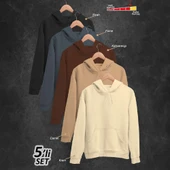 5'li Kışlık Unisex Kapşonlu Sweatshirt Seti (Siyah, Füme, Kahverengi, Camel, Krem) thumbnail 1
