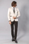 Çift Düğmeli Cepli Krem Erkek Ceket -Wessi thumbnail 2