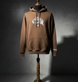 3 İplik Şardonlu Hoodie Sweatshirt - Don't Look Back Brown thumbnail 1