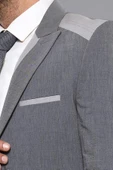 Çift Düğmeli Cepli Sivri Yaka Gri Erkek Ceket - Wessi thumbnail 2