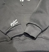 3 İplik Şardonlu Hoodie Sweatshirt - Don't Look Back Black thumbnail 4