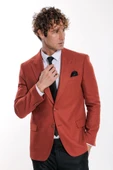 Düz Slim Fit Spor Bordo Erkek Ceket - Wessi thumbnail 8