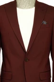 Tek Düğmeli Bordo Erkek İkili Takım Elbise - Wessi thumbnail 2