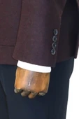 Slim Fit Desensiz Geniş Yaka Bordo Erkek Yün Ceket - Wessi thumbnail 5