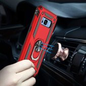 Samsung Galaxy S8 Kılıf Manyetik Yüzüklü Standlı Polikarbon Airbag Kapak - 6