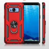 Samsung Galaxy S8 Kılıf Manyetik Yüzüklü Standlı Polikarbon Airbag Kapak - 12
