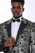 Gold Patterned Over Grey Men Prom Blazer - Wessi thumbnail 5