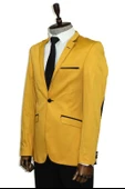 Single Button Collar Garni Tippet Yellow Jacket-Wessi thumbnail 3