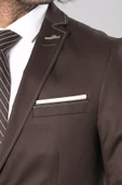 Çift Düğmeli Cepli Kahverengi Erkek Ceket -Wessi thumbnail 2