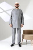 Erkek Tek Cepli Gömlek Pantolon İkili Takım Hac ve Umre Kıyafeti Gri (Vşn) thumbnail 5