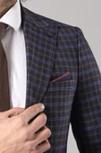Kruvaze Ekose Desenli Bordo Erkek Ceket  - Wessi thumbnail 2