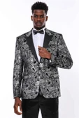 Gold Patterned Over Grey Men Prom Blazer - Wessi thumbnail 3