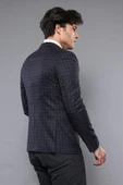 2 Düğmeli Kareli Lacivert Erkek Ceket - Wessi thumbnail 5