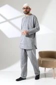 Erkek Tek Cepli Gömlek Pantolon İkili Takım Hac ve Umre Kıyafeti Gri (Vşn) thumbnail 2