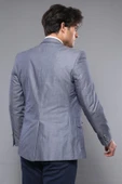 Çift Düğmeli Cepli Sivri Yaka Koyu Mavi Erkek Ceket - Wessi thumbnail 4