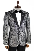 Gold Patterned Over Grey Men Prom Blazer - Wessi thumbnail 9