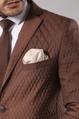 3 Cepli 2 Düğmeli Kapitone Erkek Taba Kısa Ceket - Wessi thumbnail 2