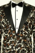 Saçaklı Leopar Desenli Erkek Siyah - Beyaz Balo Ceket - Wessi thumbnail 4