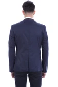 Tek Düğmeli Dik Yaka Lacivert Erkek Ceket - Wessi thumbnail 3