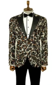 Saçaklı Leopar Desenli Erkek Siyah - Beyaz Balo Ceket - Wessi thumbnail 5