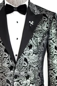 Gold Patterned Over Grey Men Prom Blazer - Wessi thumbnail 2