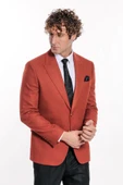 Düz Slim Fit Spor Bordo Erkek Ceket - Wessi thumbnail 7