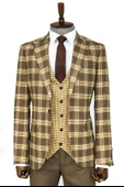 Ekose Yelekli Açık Kahverengi Erkek Takım Elbise - Wessi thumbnail 1