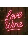 Magnetfoto Love Wins yazılı neon tabela 40x40 pembe thumbnail 1