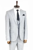 Açık Gri Ekose Ceketli Slim Fit Takım Elbise - Wessi thumbnail 8