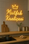 Magnetfoto Mutfak Kraliçesi yazılı neon ışık dekoru 50x40 amber rengi thumbnail 1