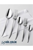 Gül Çelik Çatal Kaşık Seti 60 Parça 12 Kişilik Sivri Model 18/0 Kalite thumbnail 1