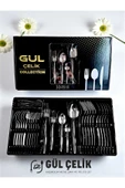 Gül Çelik 30 Parça 6 Kişilik Çatal Kaşık Takımı Sivri Model (KUTULU) thumbnail 1
