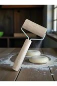 Gül Çelik Ahşap Saplı Rulo Hamur Açıcı Merdane Pürüzsüz Oklava Pizza Börek Açma Silindir thumbnail 3