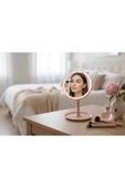 KAVEH Led Işıklı Dokunmatik Makyaj Aynası Pembe 3 Kademeli Işık Ayarı , 360° Döner Başlık thumbnail 3
