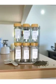 Gül Çelik 6'lı Baharat Kavanozu Bambu Kapaklı Serpme Başlıklı Çeyizlik Baharatlık Etiketli thumbnail 2