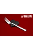 Gül Çelik Çatal Kaşık Seti 30 Parça 6 Kişilik Kalpli Model 18/0 Kalite thumbnail 5
