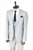 Açık Gri Ekose Ceketli Slim Fit Takım Elbise - Wessi thumbnail 9