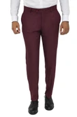 Slim Fit Desensiz Kumaş Bordo Erkek Pantolon - Wessi thumbnail 1