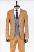 Desenli Slim Fit Turuncu Erkek Takım Elbise - Wessi thumbnail 10