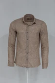 Slim Fit Kahverengi Desenli Gömlek - Wessi thumbnail 2