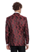 Floral Desenli Slim Fit Bordo Erkek Smokin Ceket - Wessi thumbnail 10