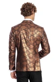 Desenli Slim Fit Kahverengi Erkek Smokin Ceket - Wessi thumbnail 10