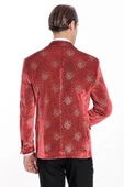 Nokta Desenli Sivri Yaka Bordo Erkek Smokin Ceket - Wessi thumbnail 9