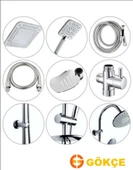 LİNA KARE GÜMÜŞ ROBOT TEPE DUŞ SETİ DUŞ BAŞLIĞI TAKIMI GÜMÜŞ thumbnail 2