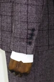Slim Fit Ekose Bordo Erkek Takım Elbise - Wessi thumbnail 3
