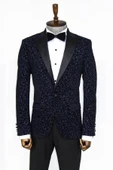 Sarmal Desenli Lacivert Erkek Smokin Ceketi - Wessi thumbnail 7