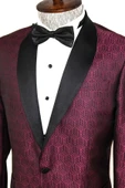 Beşgen Desenli Şal Yaka Bordo Erkek Smokin Ceket - Wessi thumbnail 8